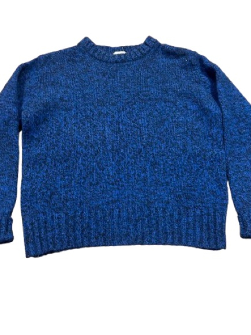 VTG 80s Woolrich Mens Large Wool Sweater Blue Black Marled Chunky Knit Hong Kong